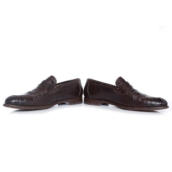 Santoni brown alligator leather penny loafers - Picture 3 of 7